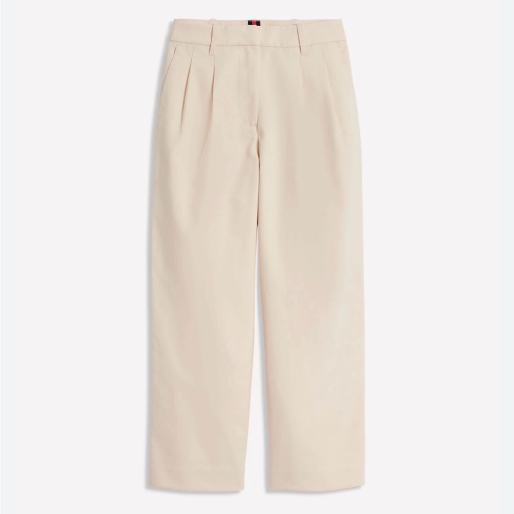 100% Cotton Women's Cream Pleated Trousers